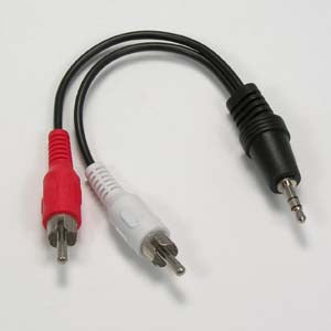 6 inch 3.5mm Stereo Plug to 2xRCA-M Cable 6 inch 3.5mm Stereo Plug to 2xRCA-M Cable